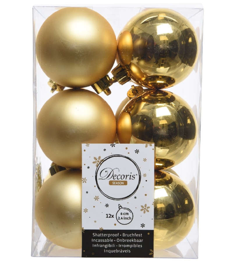 Christmas Shatterproof Baubles (12 pack) Gold
