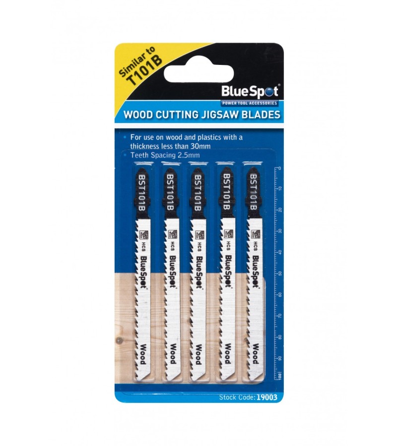 Blue Spot Clean Cut Wood Cutting Jigsaw Blades 5 Pack