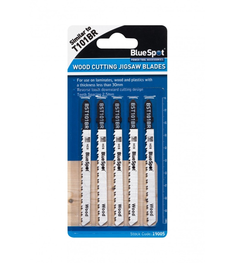 Blue Spot Reverse Pitch Wood Cutting Jigsaw Blades 5 Pack