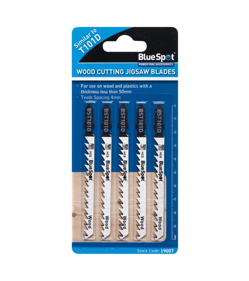 Blue Spot Fast Cut Wood Cutting Jigsaw Blades 5 Pack