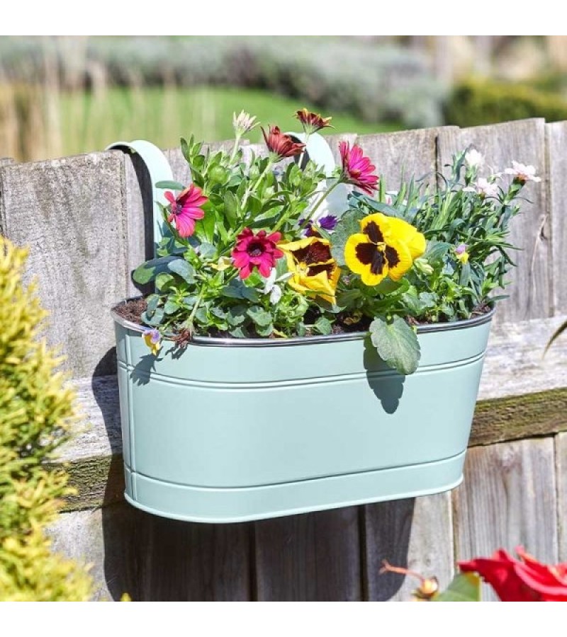 12in Fence & Balcony Hanging Planter - Sage