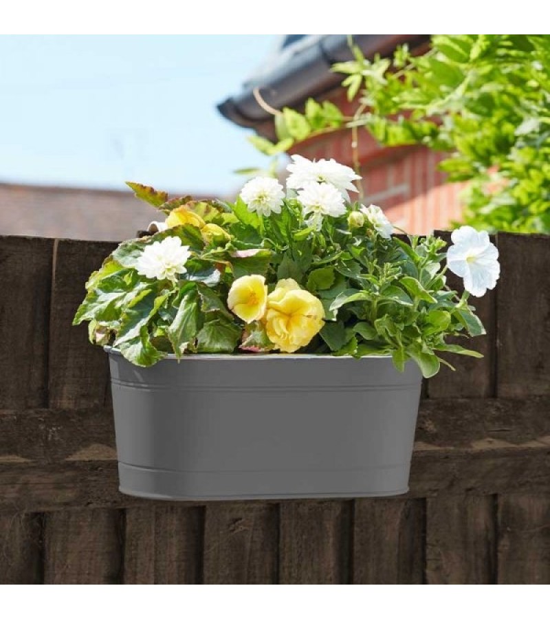 12in Fence & Balcony Hanging Planter - Slate