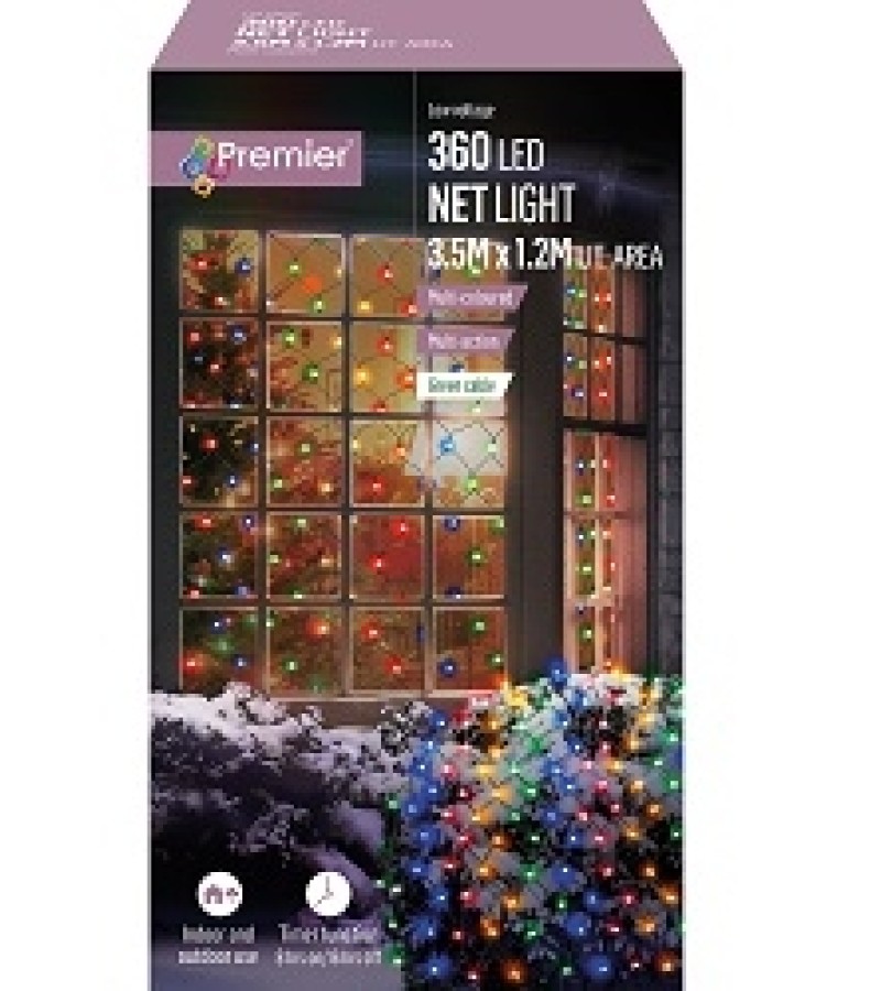 Christmas Premier Net Lights 3.5m x 1.2m - Multi-colour (360 LED)