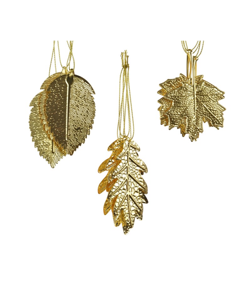 Christmas Assorted Hanging Leaf (3 Pack) Gold
