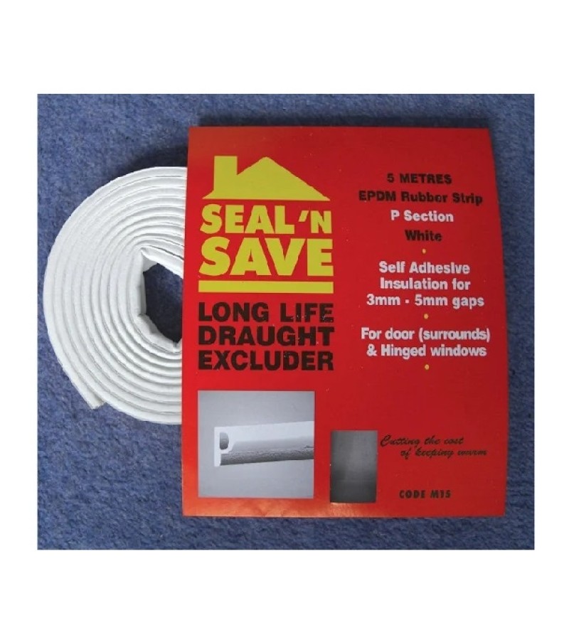 Stormguard Seal N Save P Section Rubber 5m White 