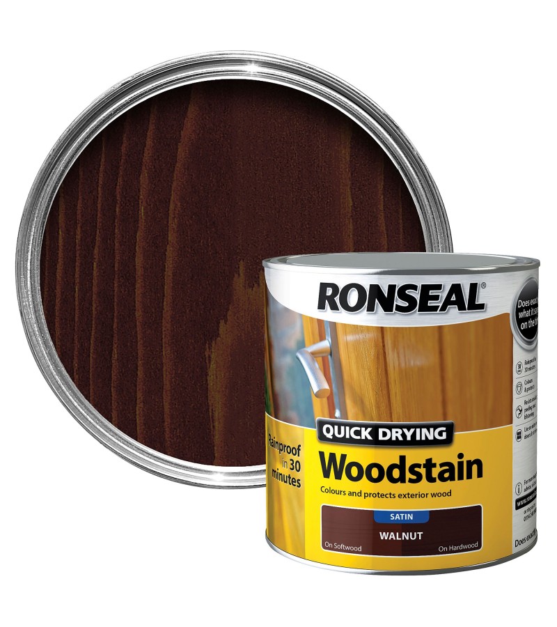Ronseal Quick Drying Wood Stain 750ml Walnut Satin