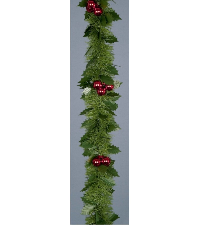 Christmas Red Baubles Tinsel Garland 2.7m