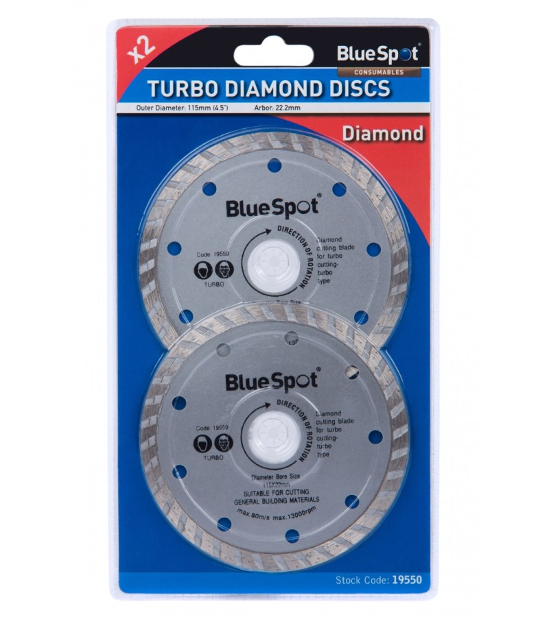 Blue Spot Turbo Diamond Discs 115mm (2 Pack)
