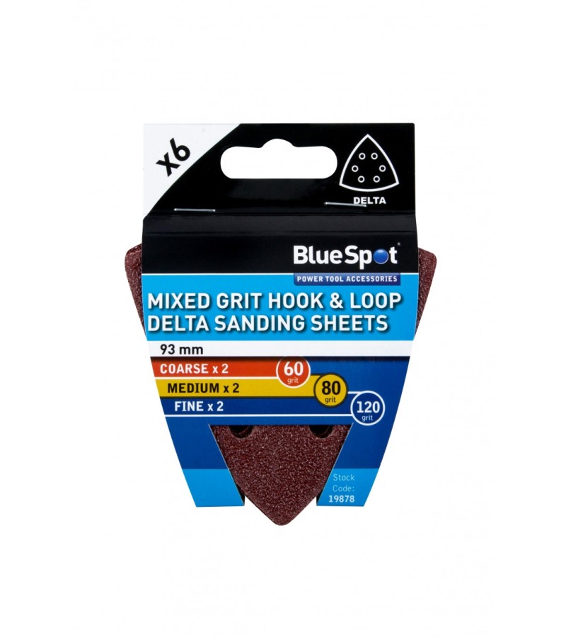 Mixed Grit Hook & Loop Delta Sanding Sheets 93mm