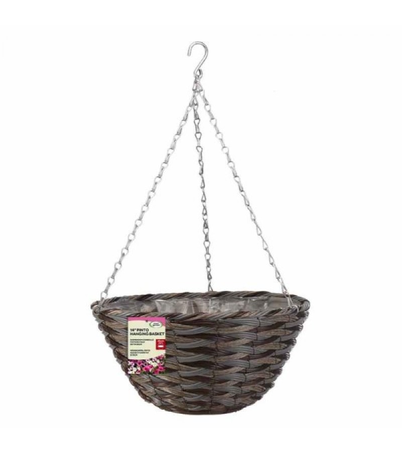 Pinto Faux Rattan Hanging Basket 14 inch