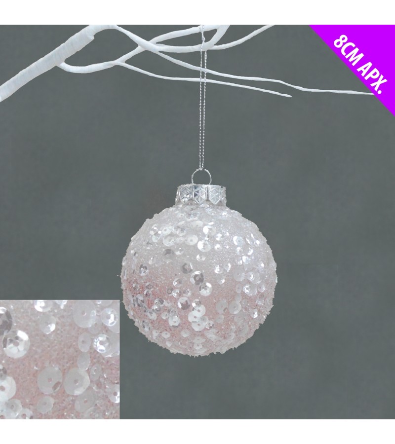 Christmas Pink Blush White Frost Ombre Bauble