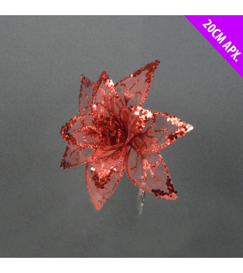 Christmas Starburst Flower 20cm Red