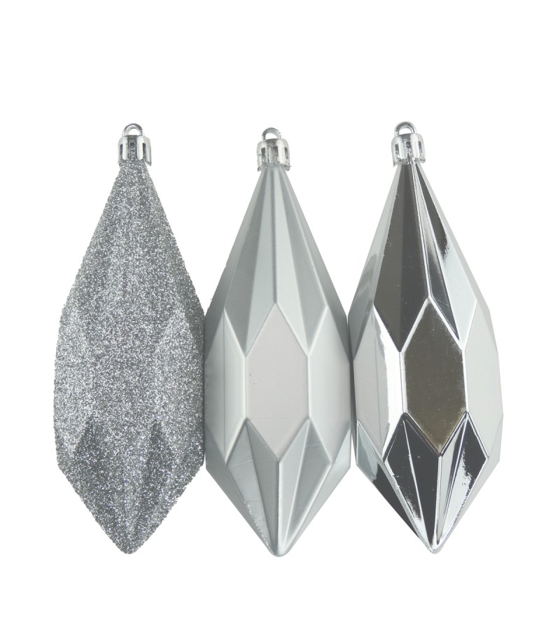 Christmas Geometric Drops (3 Pack) Silver