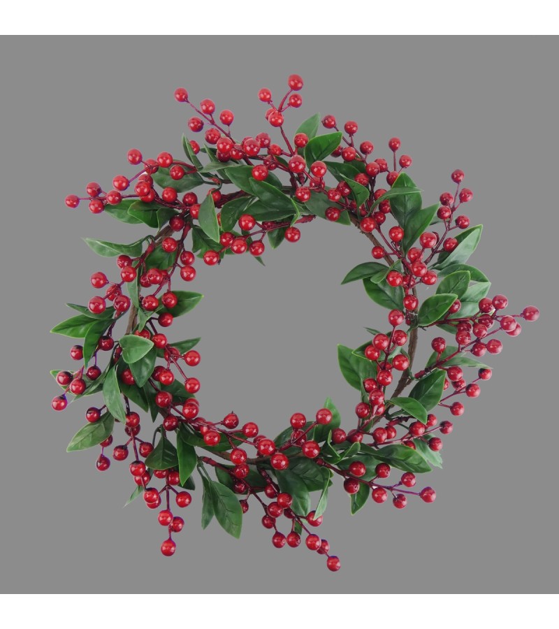 Christmas Bay Leaves & Berry Wreath 35cm