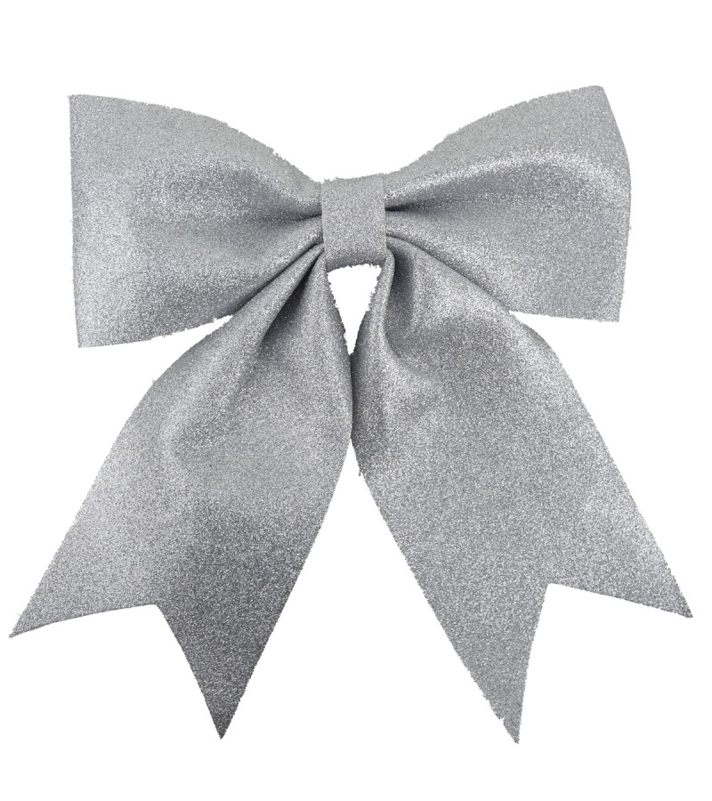 Christmas Luxe Glitter Bow Large 33cm Silver