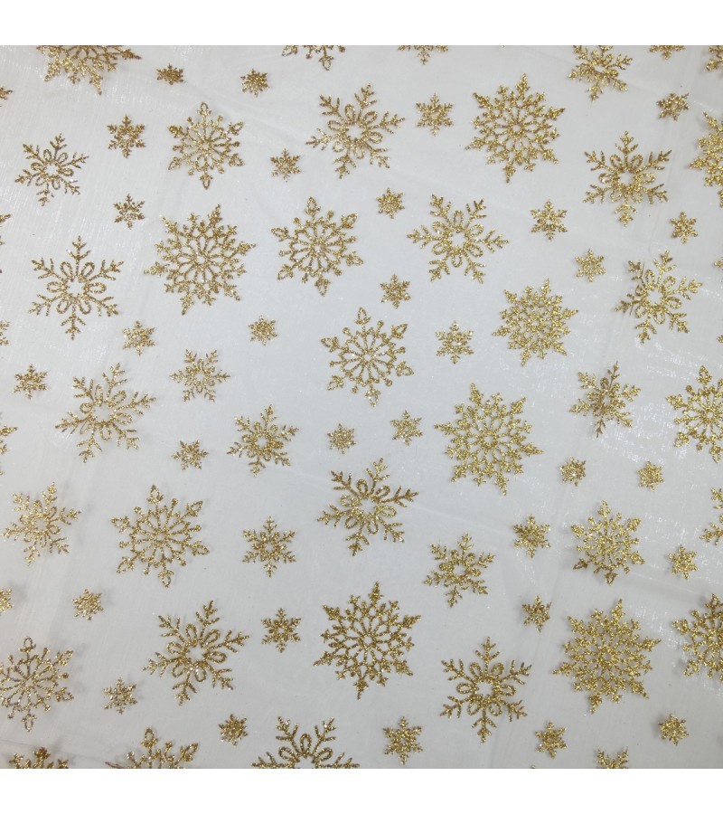 Christmas Sheer Snowflake Table Cover Gold