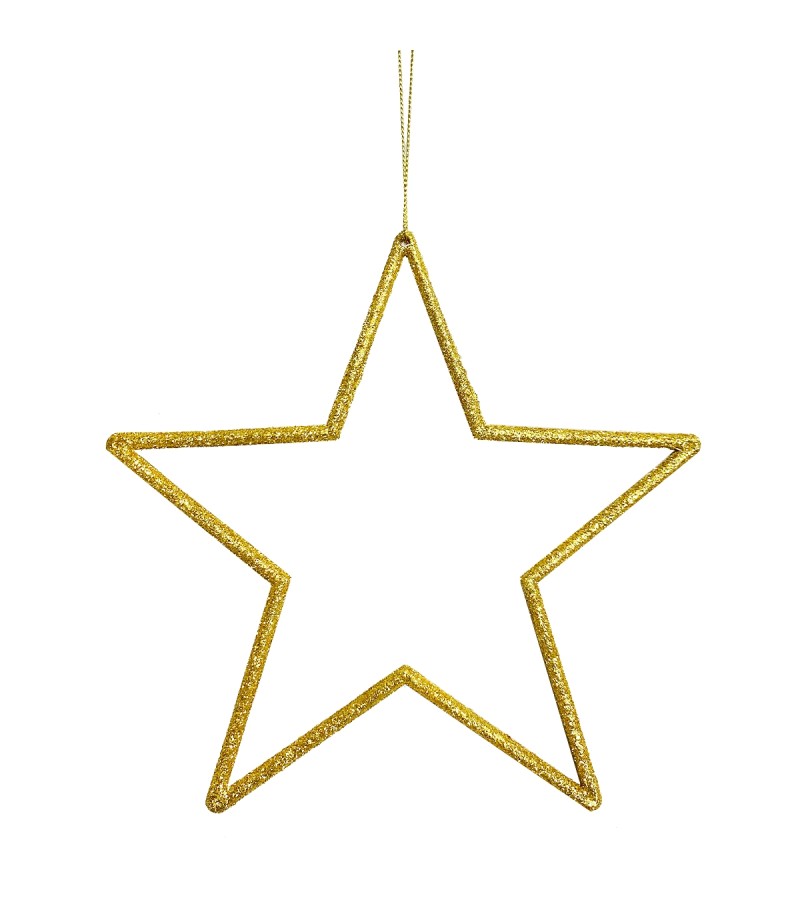 Christmas Glitter Star Tree Decoration Gold 17.5cm