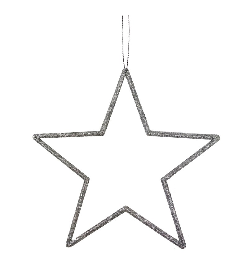 Christmas Glitter Star Tree Decoration Silver 17.5cm