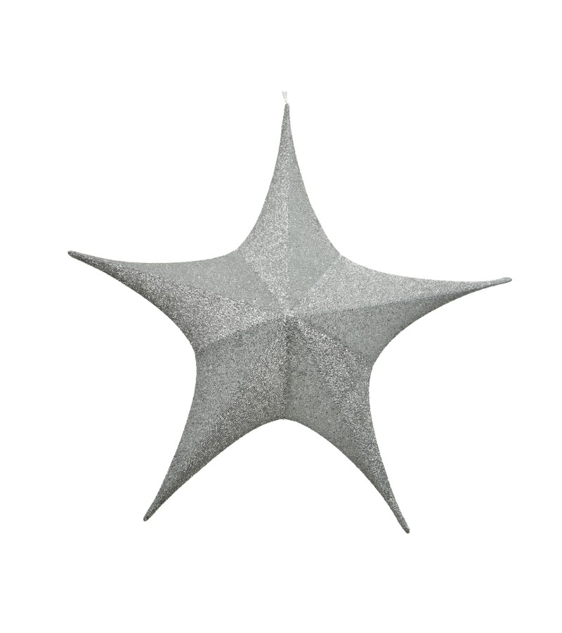 Christmas Jumbo Fabric Hanging Star - Silver 80cm