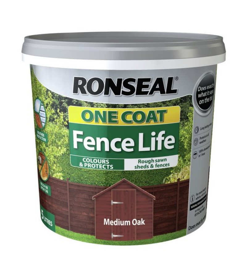 Ronseal One Coat Fence Life 5L Medium Oak