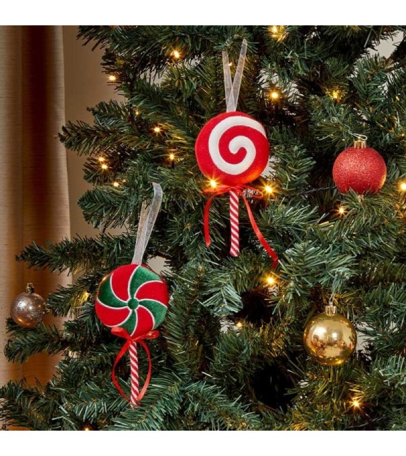 Christmas Candy Swirl Hanging Decoration 17cm - Assorted