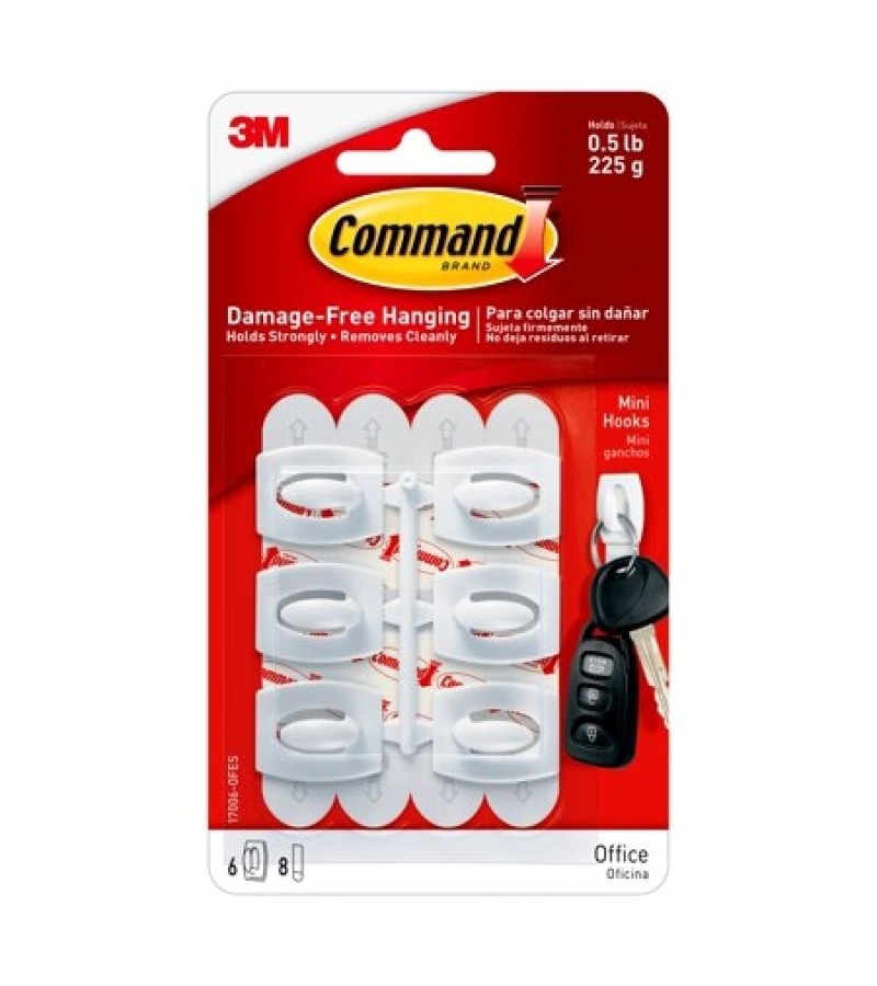 Command General Purpose Mini Hooks (6 Pack) White