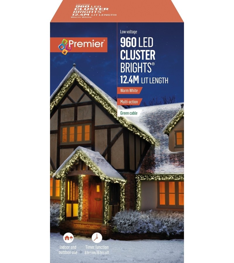 Christmas 960 LED Cluster Lights Warm White 