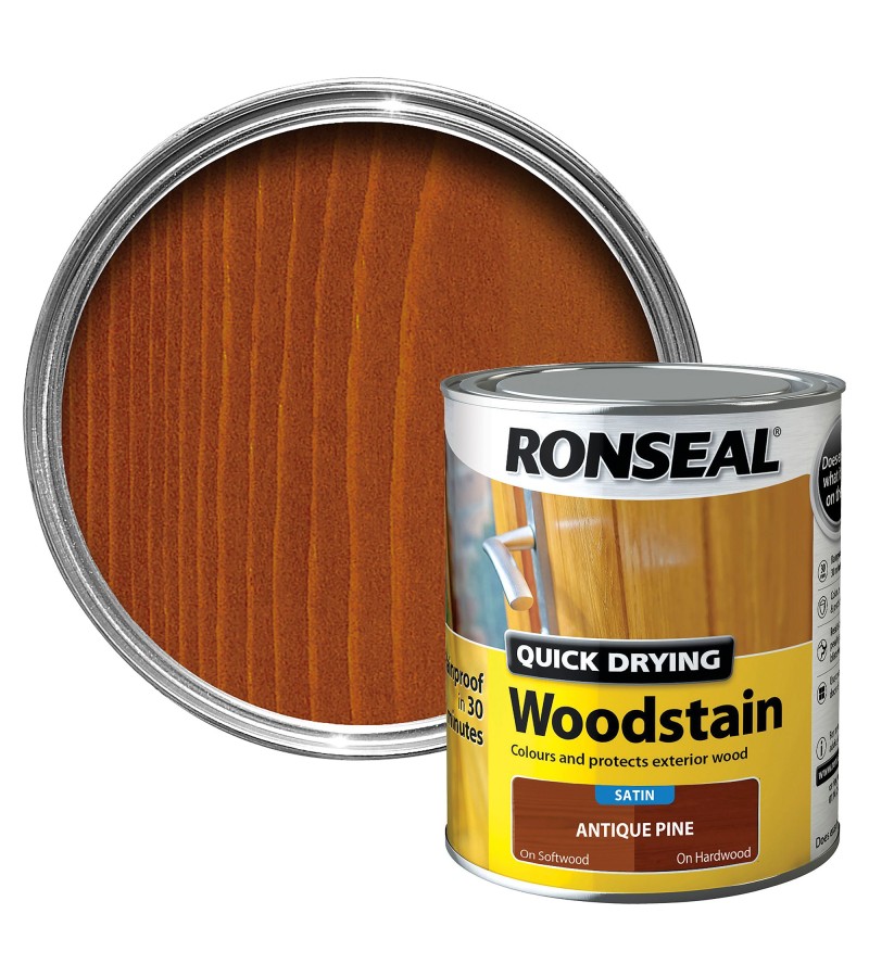 Ronseal Quick Drying Wood Stain 750ml Antique Pine Satin