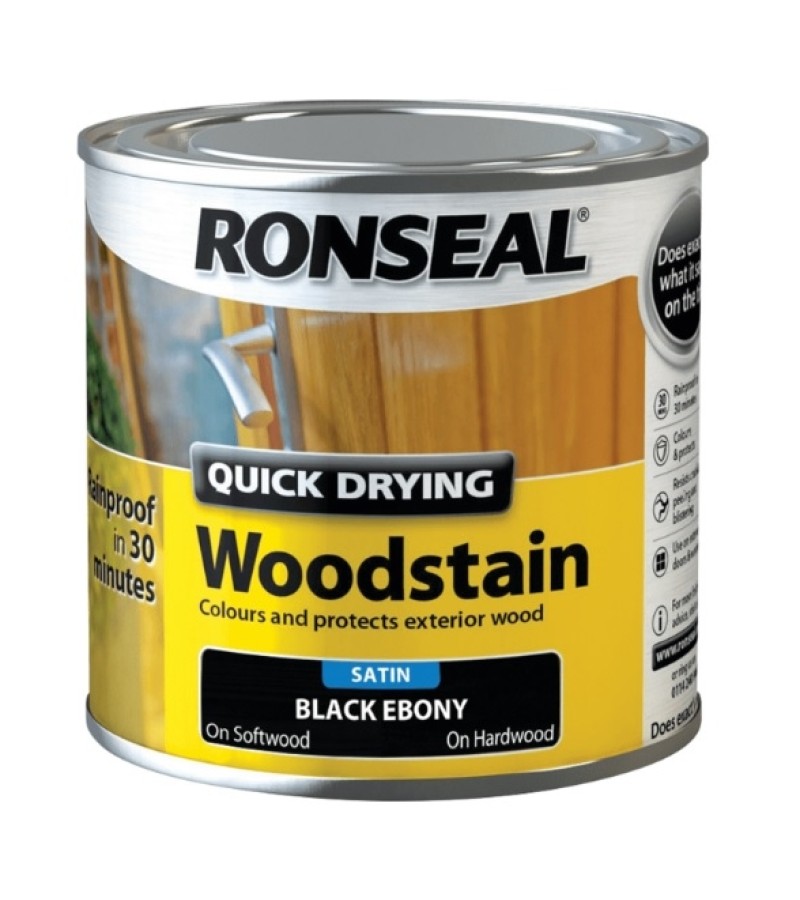 Ronseal Quick Drying Wood Stain 250ml Black Ebony Satin