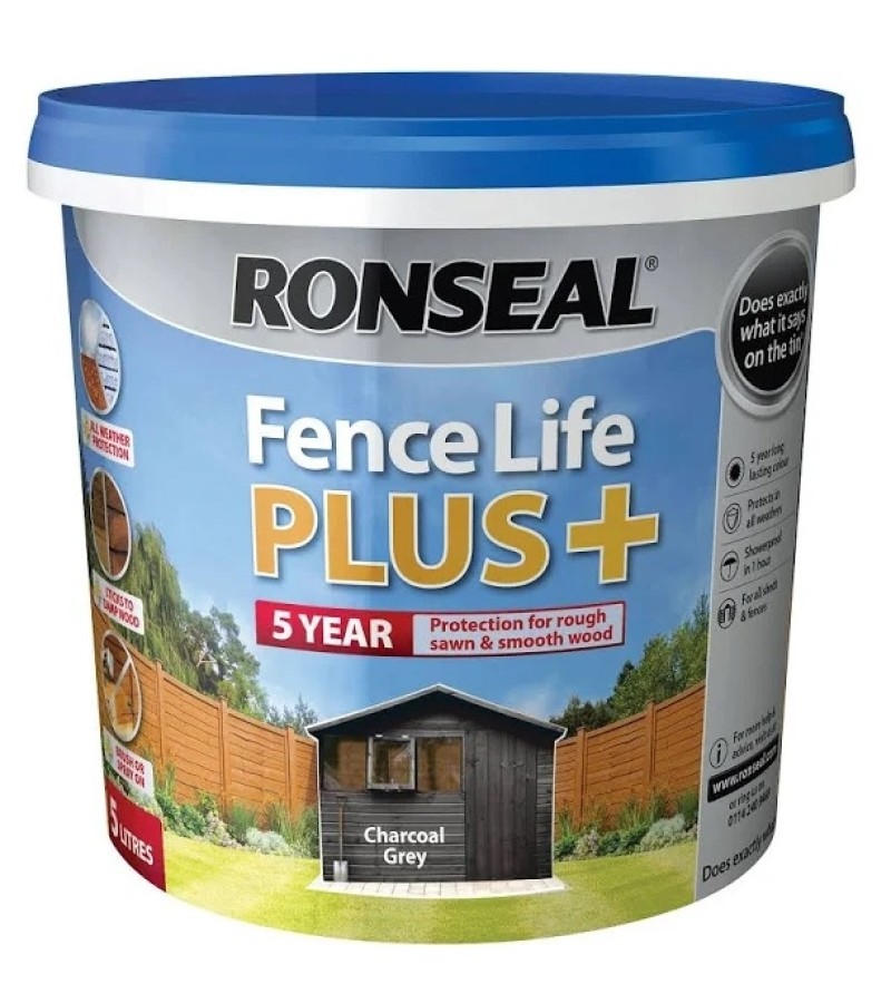 Ronseal Fence Life Plus + 5L Charcoal Grey