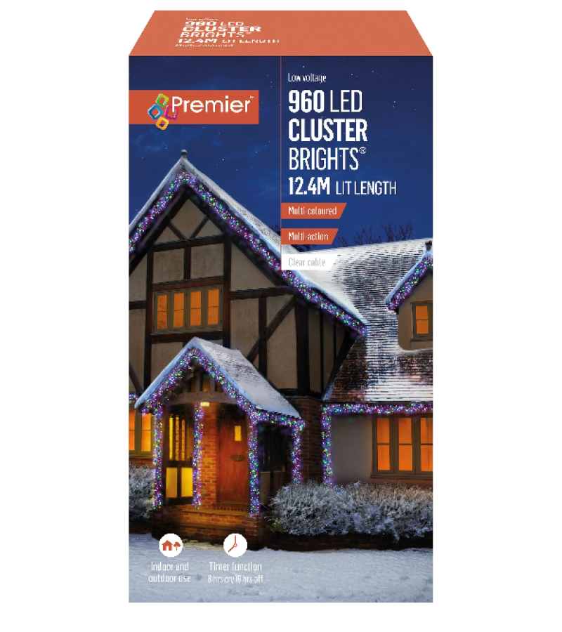 Christmas Premier 960 LED Cluster - Multi-colour