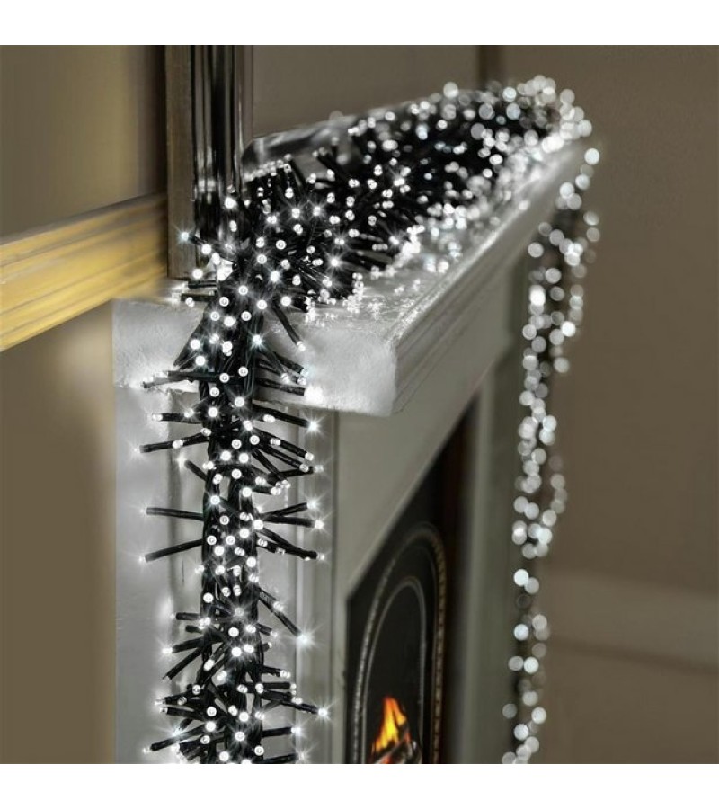Christmas Cluster Lights 6.2m (480 LED) Cool White Green Cable