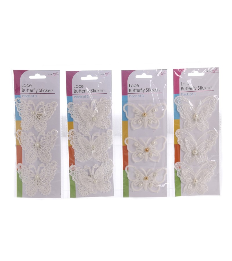 Craft Stickers - Lace Butterfly Stickers (3 Pack)