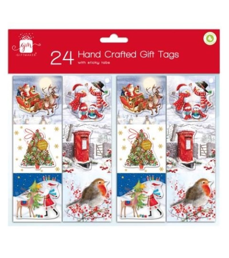Christmas Hand Crafted Traditional Gift Tags (24 Pack)