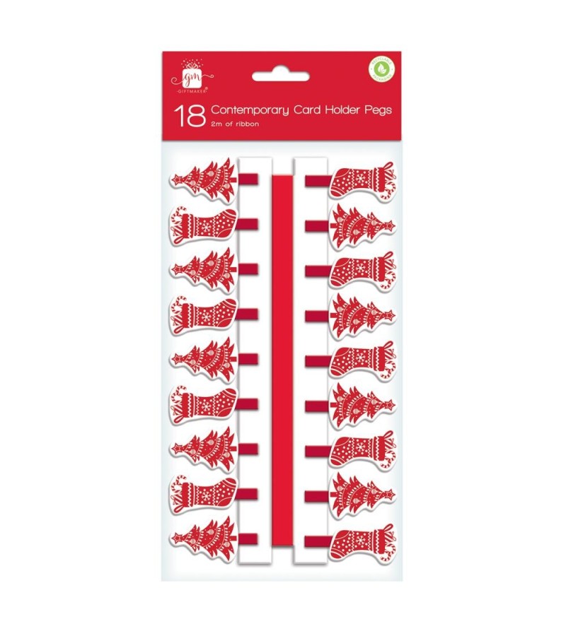 Christmas Contemporary Card Holder Pegs (18 Pack)