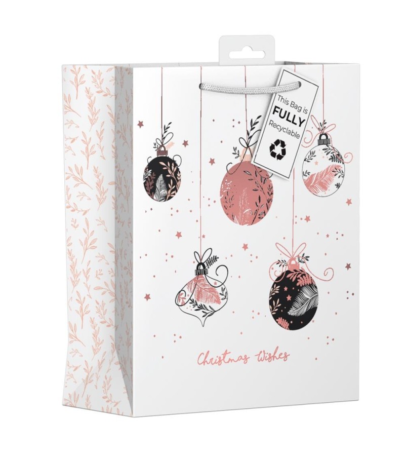 Christmas Rose Baubles Gift Bag (5 x 21.5 x 28.5)