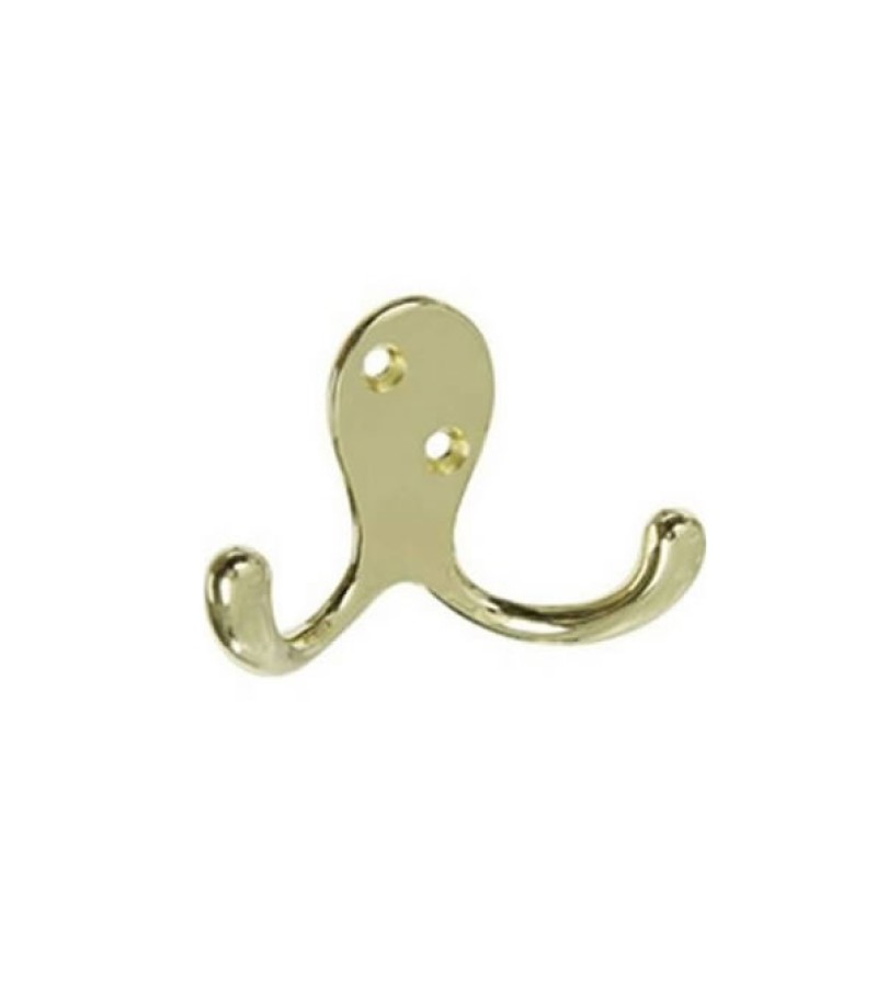 Securit S6109 Double Robe Hooks Brass 70mm (2 Pack)