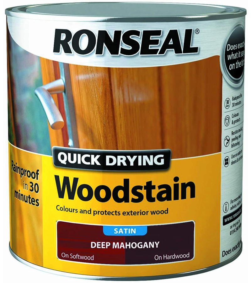 Ronseal Quick Drying Wood Stain Satin 750ml Deep Mahogany
