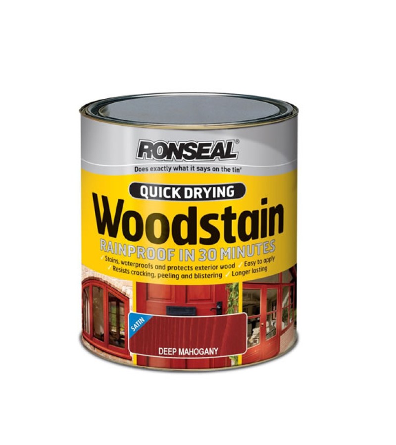Ronseal Quick Drying Wood Stain 250ml Deep Mahogany Satin