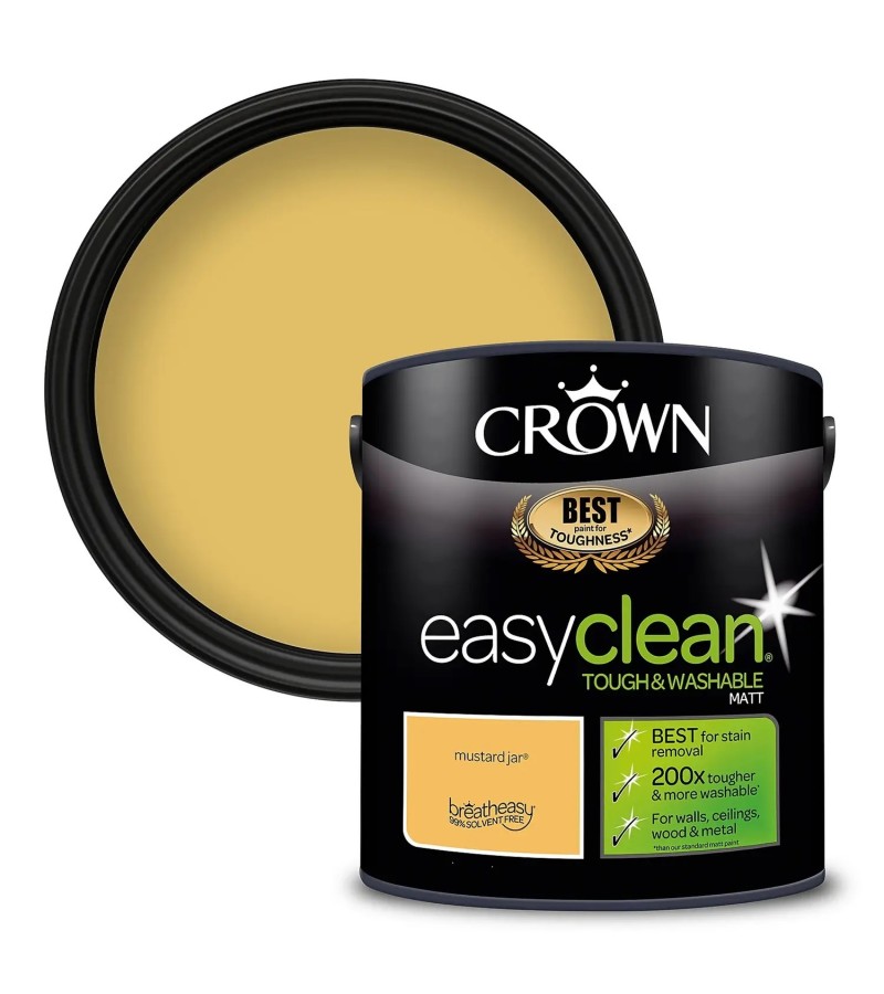 Crown Easyclean Paint 2.5l Mustard Jar