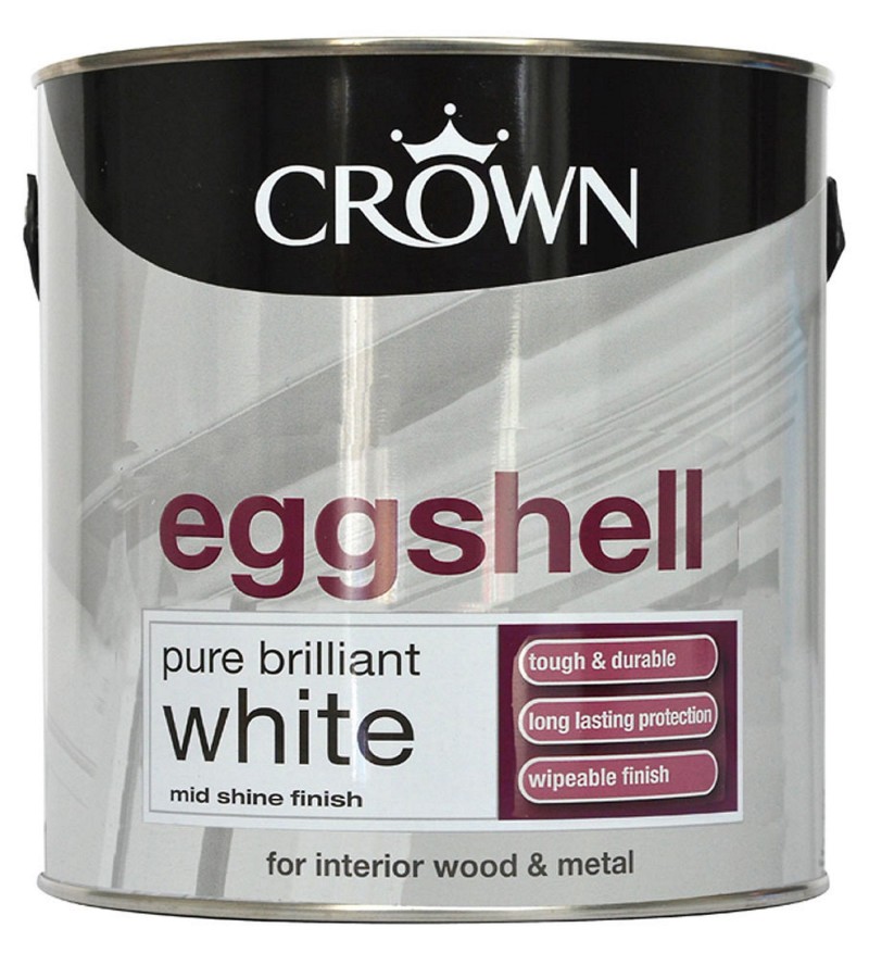Crown Eggshell Paint 750ml Pure Brilliant White 