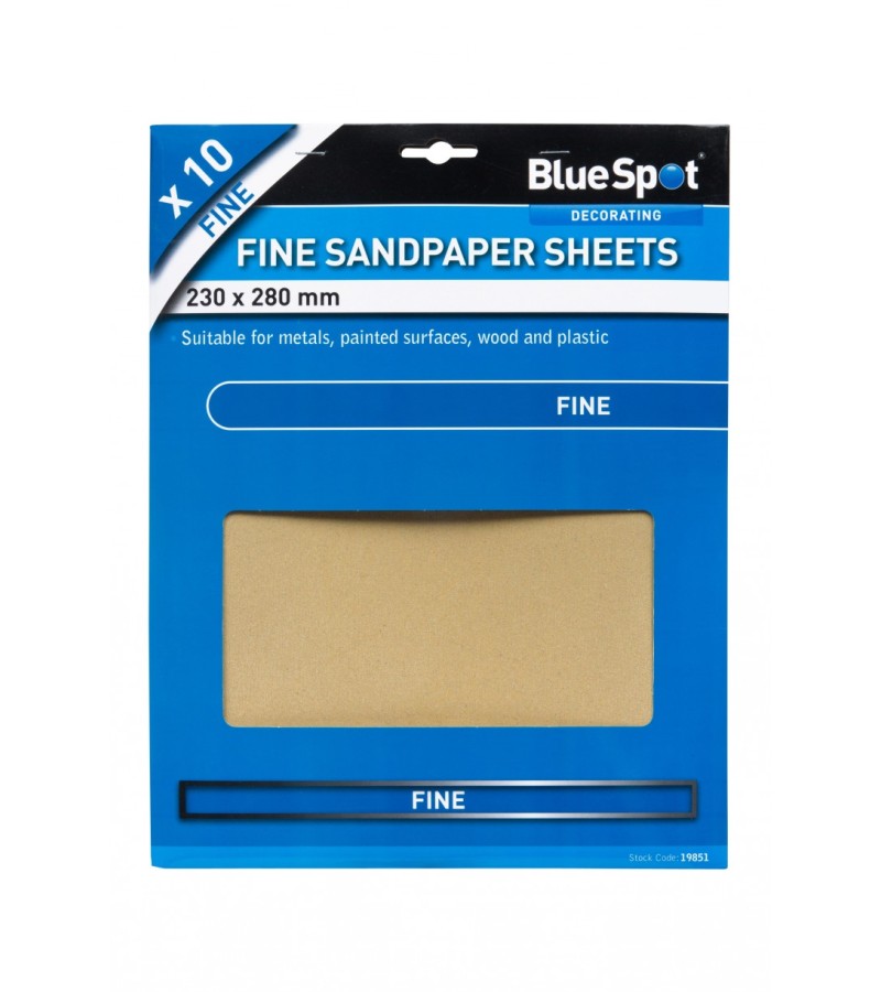 BlueSpot Sandpaper (10 Pack) Fine