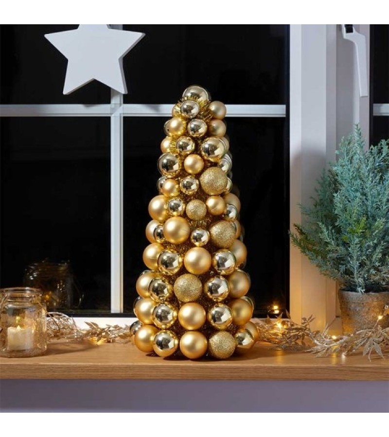 Christmas Bauble Tree Champagne/Gold 33cm