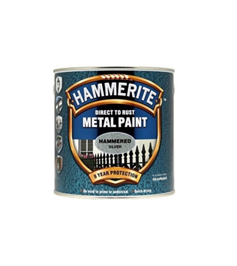 Hammerite Metal Paint 250ml Hammered Silver