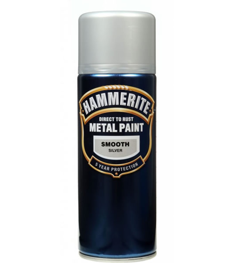 Hammerite Metal Spray Paint 400ml Smooth Silver 