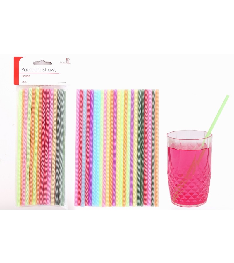 Plastic Reusable Straws (24 Pack)