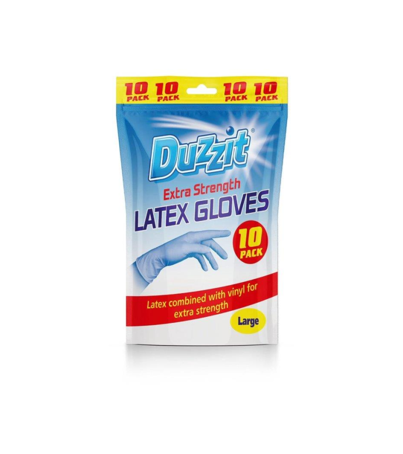 Duzzit Extra Strength Latex Gloves Large (10 Pack)