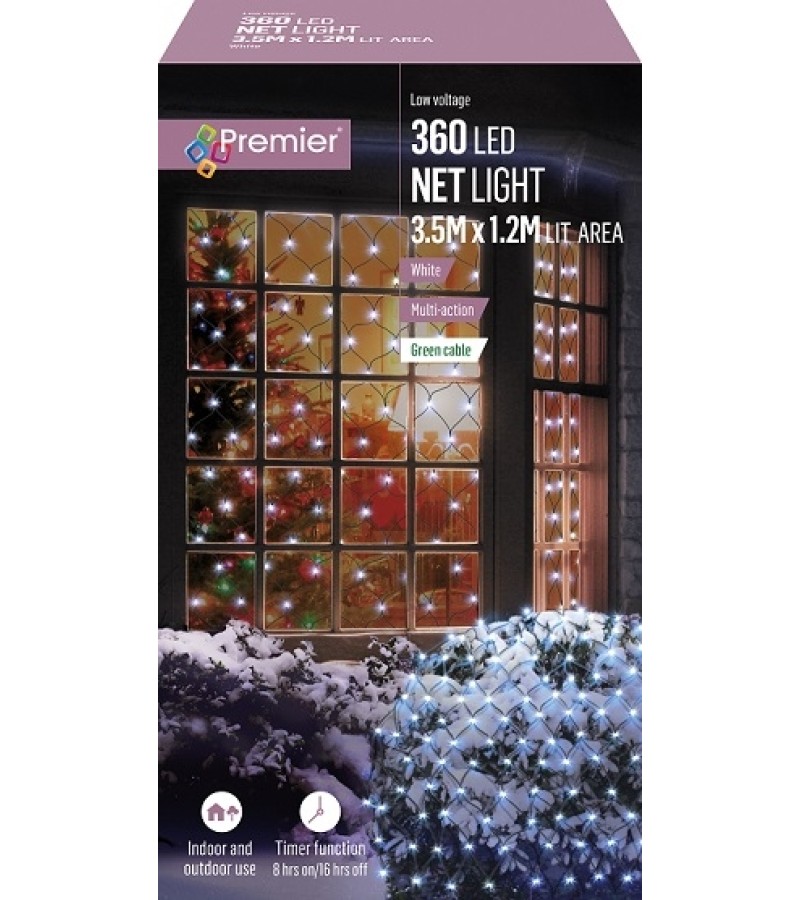 Christmas Premier Net Lights 3.5m x 1.2m - White (360 LED)