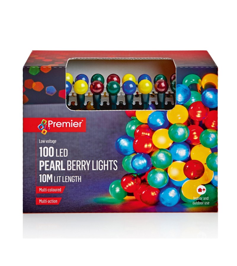 Christmas Premier Multi-Action Multi-Colour Pearl Lights (100 Lights)