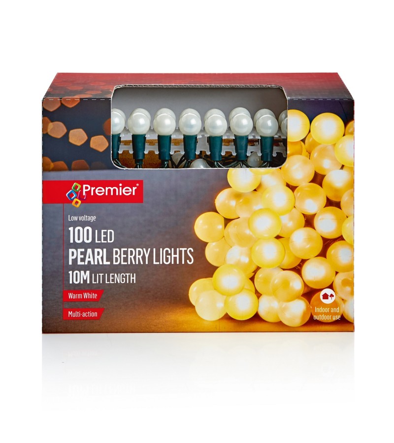 Christmas Premier LED Pearl Lights Warm White (100 Lights)